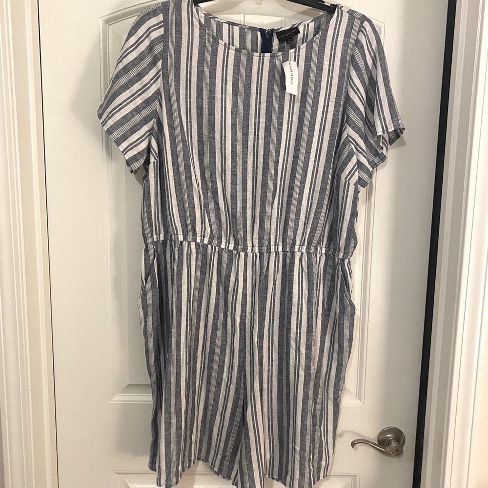 Lane Bryant Size 20 Blue and White Striped Romper NWT